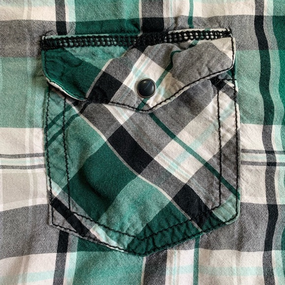 Route 66 Green Plaid With Snap Button Down Front - Picture 4 of 10